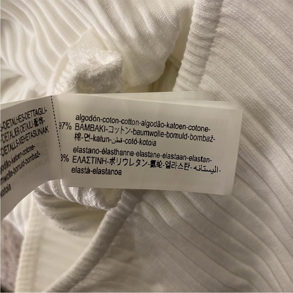 Zara Ribbed Cotton Blend Cut Out Bodysuit Women’s White Size S - Small - NWT - Picture 16 of 16